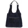 Kožené kabelka shopper bag Genuine Leather tmavě modrá 8023